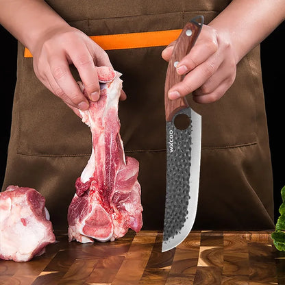 WXCOO 1~4pcs Kitchen Knife Set Stainless Steel Handmade Forged Meat Cleaver Boning Fruit Slicing Butcher Knife Cutting Board