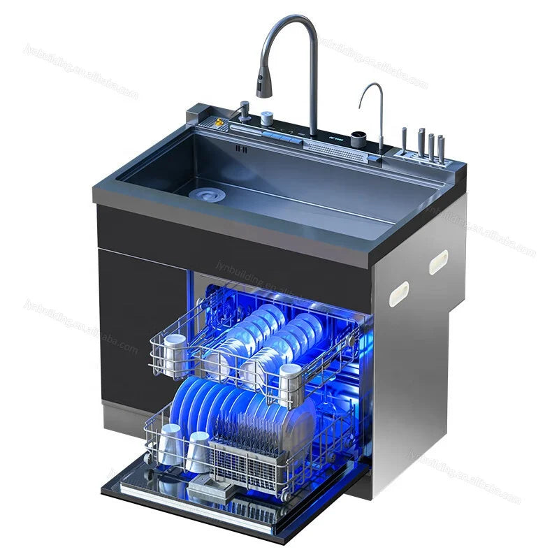 Integrated Sink Dishwasher Home Embedded Dishwasher 110~220V Integrated Dishwasher 304 SUS Ultrasonic Integrated Kitchen Sink