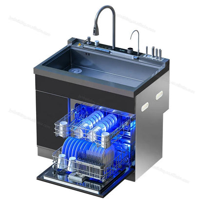 Integrated Sink Dishwasher Home Embedded Dishwasher 110~220V Integrated Dishwasher 304 SUS Ultrasonic Integrated Kitchen Sink