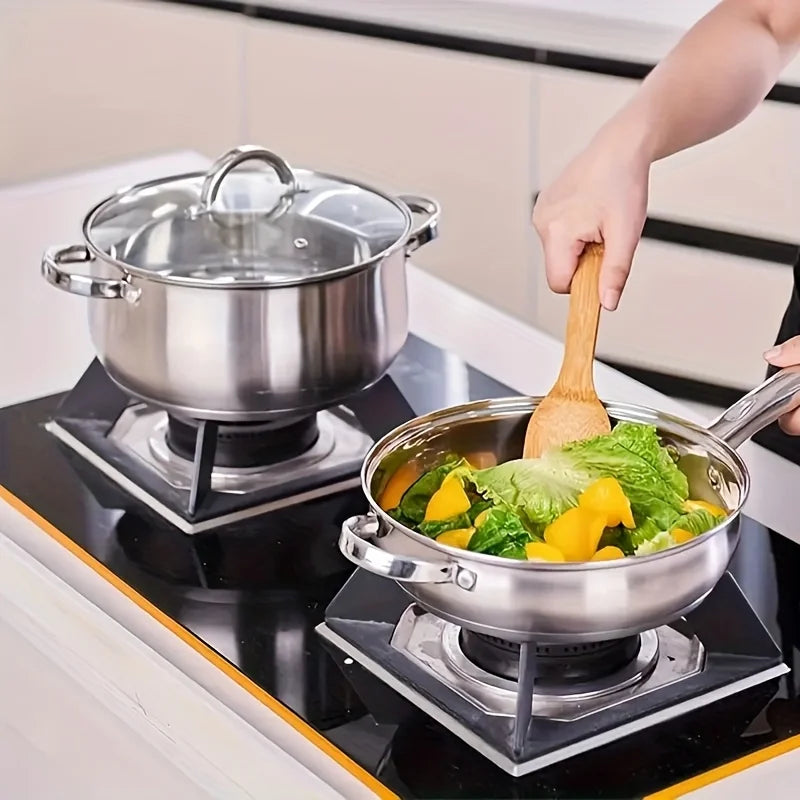 10/12pcs- Stainless Steel Pots And Pans 6pots+6pots - Heavy-Duty, Non-stick Cookware Set with Lid for Stew, Simmering, Soup -