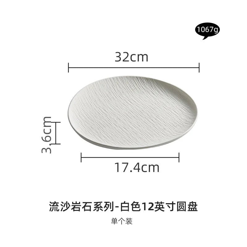 Black and white ceramic tableware, plates, plates, household eating bowls, soup bowls, high-end luxury Japanese tableware sets.