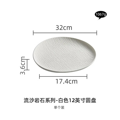 Black and white ceramic tableware, plates, plates, household eating bowls, soup bowls, high-end luxury Japanese tableware sets.