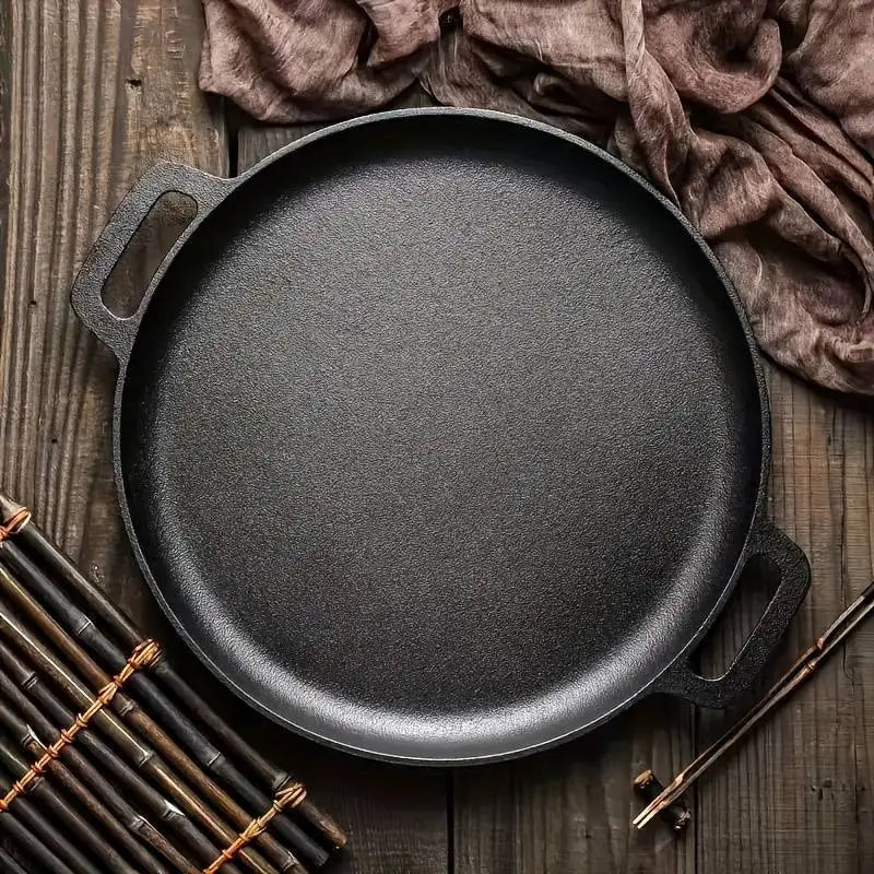 Multi-Function Cast Iron Griddle Skillet - Non-Stick Pan For Pizza, BBQ, Pancakes - Compatible with All Stovetops