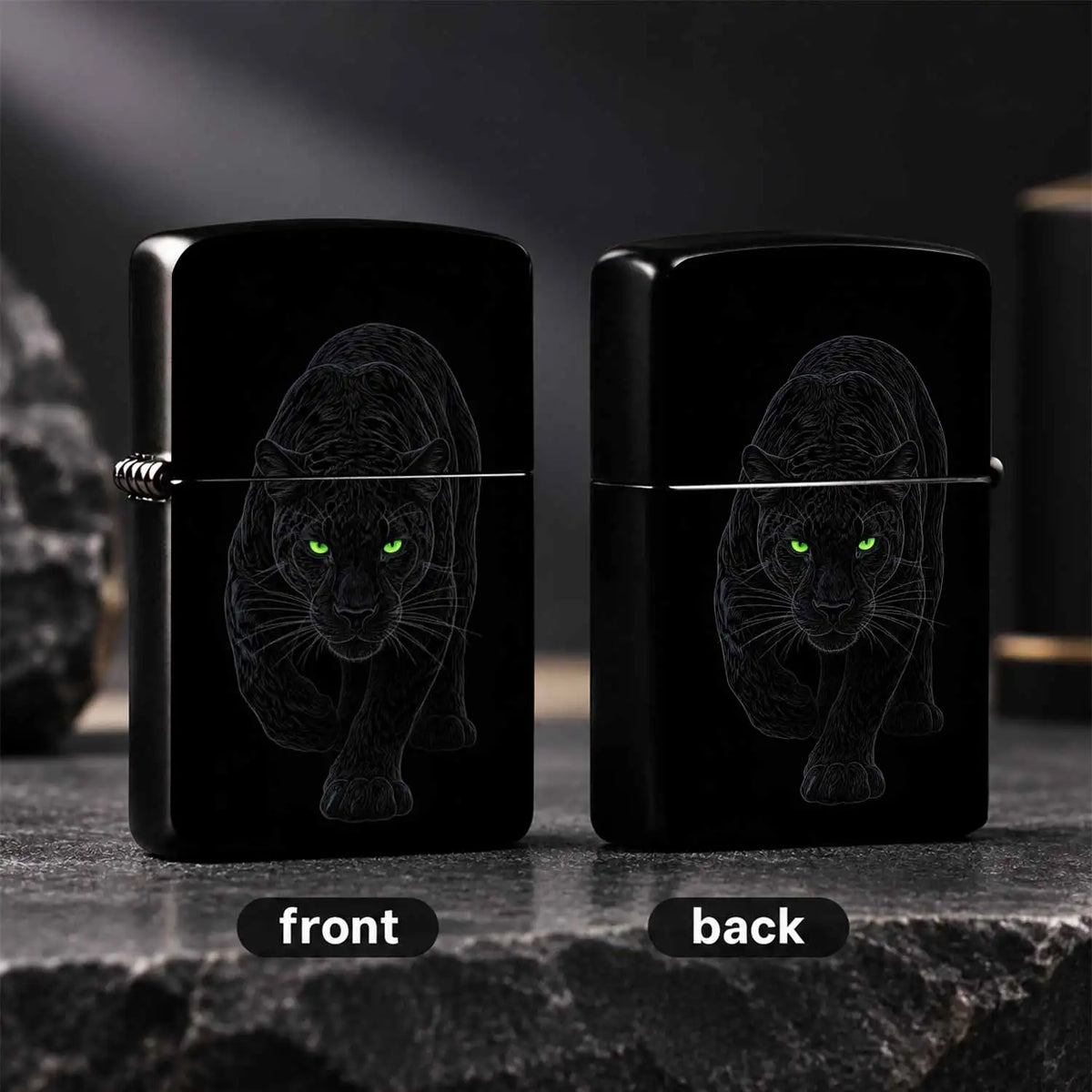 Stylish Stealth Panther Themed Portable Igniter, Fits Daily Outings, Outdoor Camping, Business Gifting Scenarios, Striking Bright Green Eyes With Dim Line Art Builds Strong Night Vibe, Blends Practicality And Unique Taste, Pe