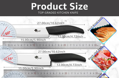 Ceramic Knives Set Kitchen knives 3 4 5 6 inch Chef knife +peeler with holder white zirconia blade Multi-color Handle