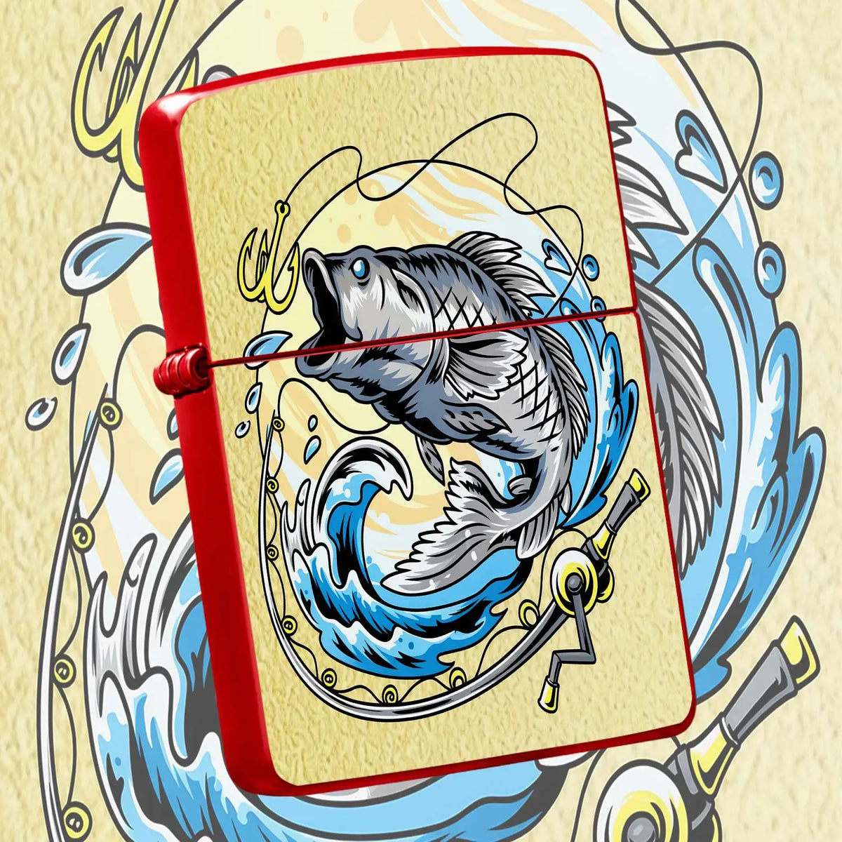 Creative Leaping Bass Fishing Themed Portable Lighter Gear Trendy Stylish Accessory For Angling Enthusiasts Daily Carry Practical Item For Outdoor Travel Birthday Gift And Souvenir Multi-Scenario Adapted Durable Exquisi A Hum