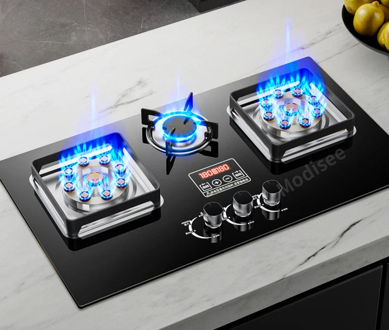 Built In Gas Hob 3 Burner Stove Dual Fuel LPG LNG Fierce Fire 3 Dual-Use Stoves For Household Kitchen High Pressure Fierce Flame