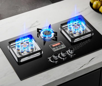Built In Gas Hob 3 Burner Stove Dual Fuel LPG LNG Fierce Fire 3 Dual-Use Stoves For Household Kitchen High Pressure Fierce Flame