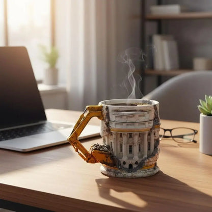 with Handle Someone Lied Demolition Mug 3D Building Print Excavator Shaped Durable Ceramic Coffee Mug