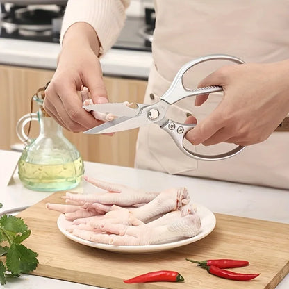 Multi-Function Kitchen Scissors Heavy Duty Kitchen Shears,Cutting Food Tools Cooking Shears for Chicken,Meat,Fish,Poultry(Sliver)