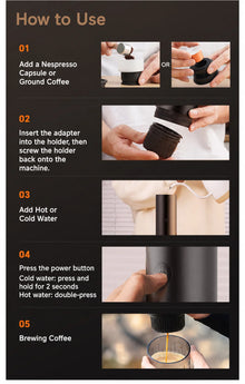 Portable Espresso Coffee Machine 3-in-1 Capsule Coffee Maker for Car Home Camping - Compact Travel Espresso Machine
