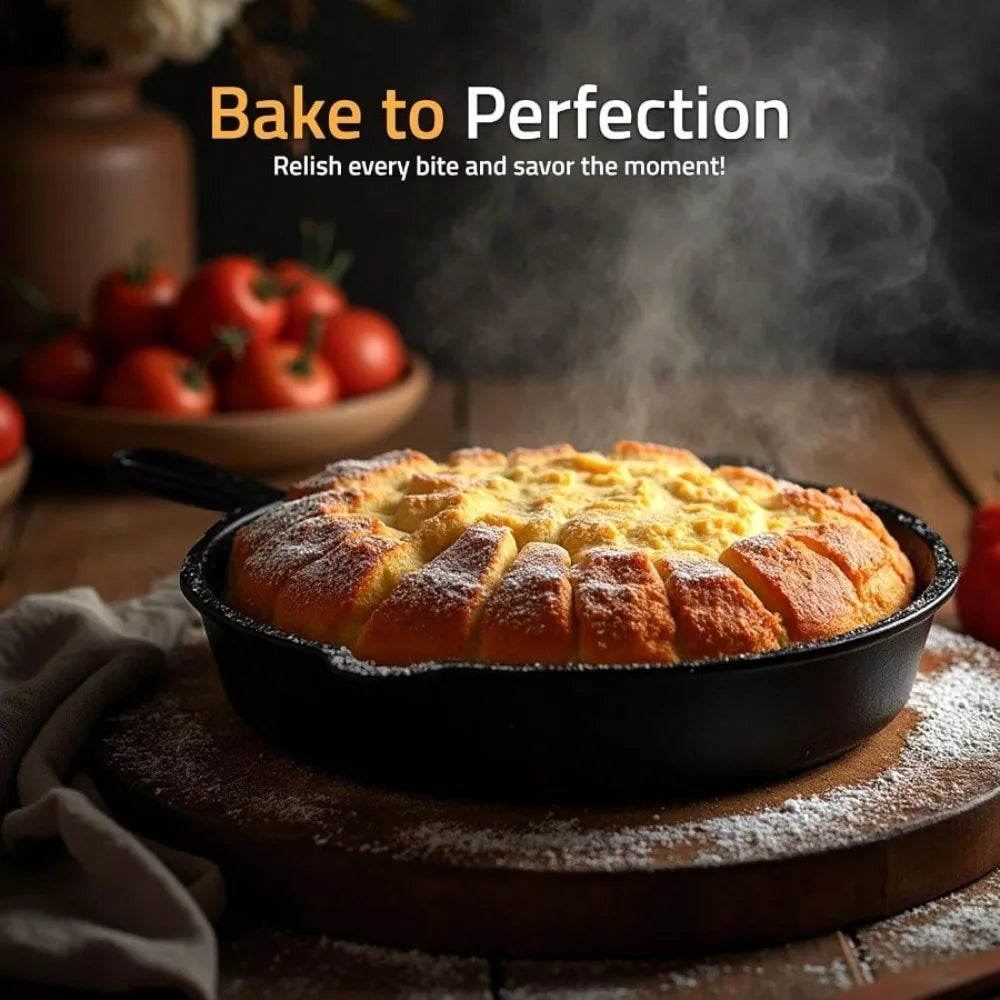 3-Piece Cast Iron Skillet Set – Pre-Seasoned Chefs Pans for Oven, Stove, Grill, or Campfire, Black