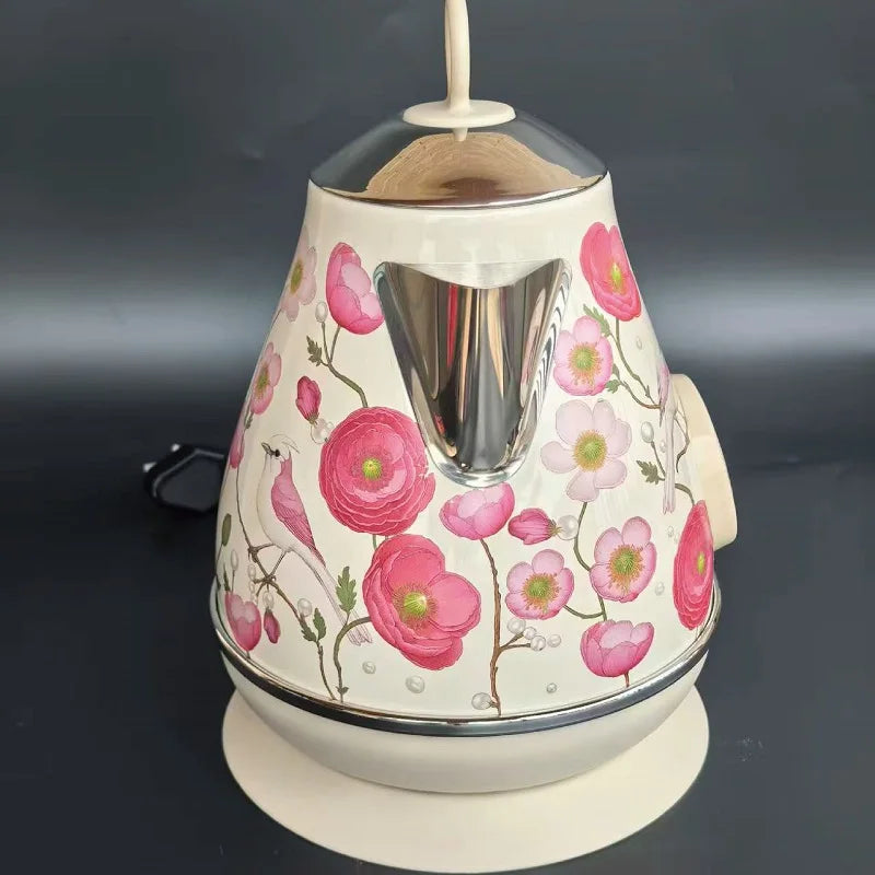 1.7L Retro Printed Paint Electric Kettle 1850W Auto Power Off 304 Stainless Steel Boiling kettle With Temperature Display Teapot