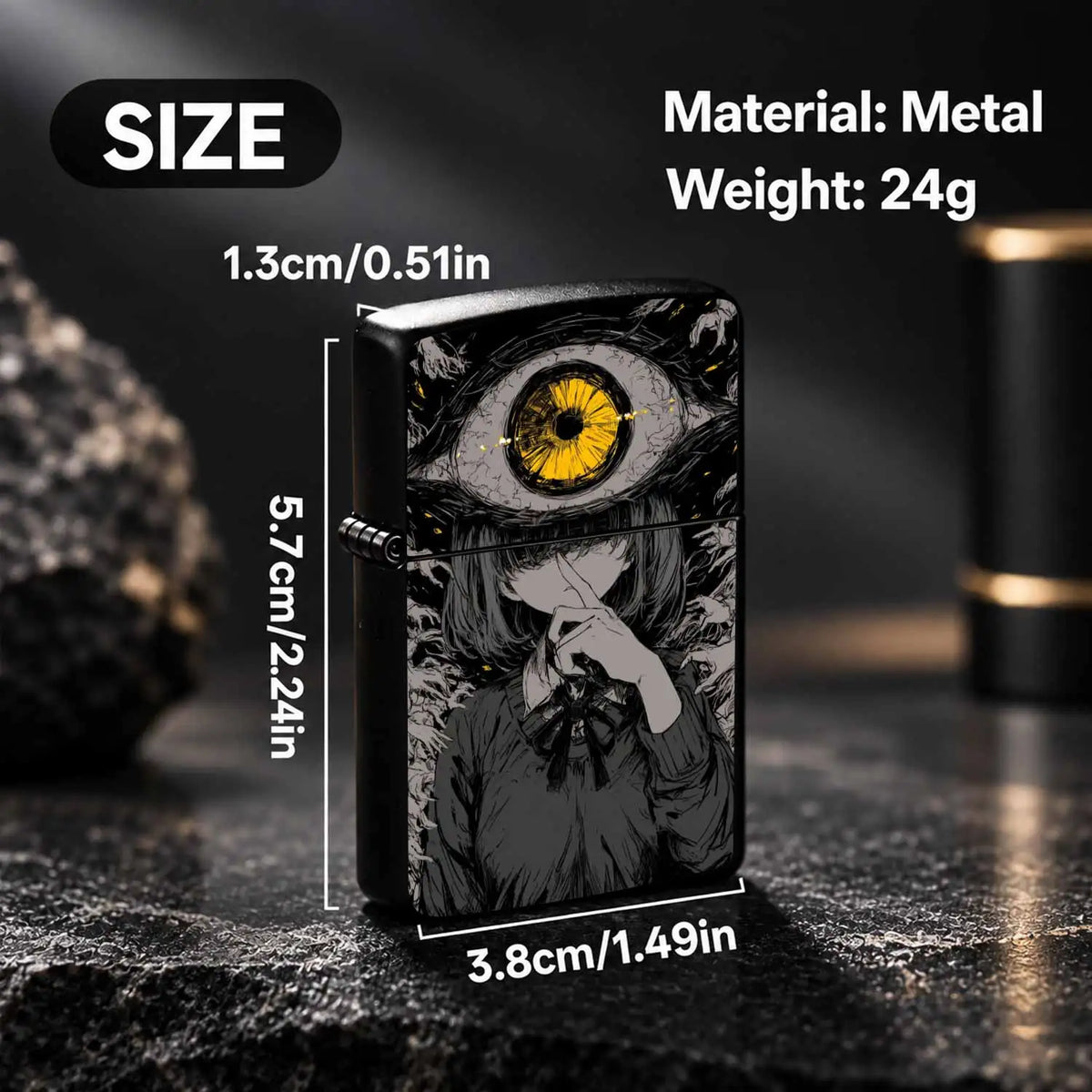 Dark Style One-Eyed Girl Art Illustration Lighter, Trendy Unique Vibe Portable Daily Essential, Distinctive Subculture Design Niche Collectible, Multi-Scene Practical Gift Choice, High Recognition Creative Portable Practical