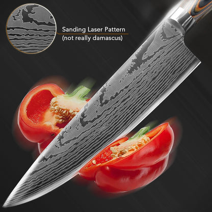 Kitchen Knife Set Professional Chef Knife 7CR17 Germany Stainless Steel Damascus Laser Meat Cleaver Slicing Santoku Cutter Tools