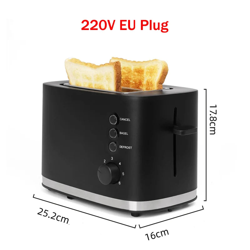 110V/220V Electric Toaster Automatic Bread Baking Machine Stainless steel Household Breakfast Toast Oven Sandwich Grill 2 Slice