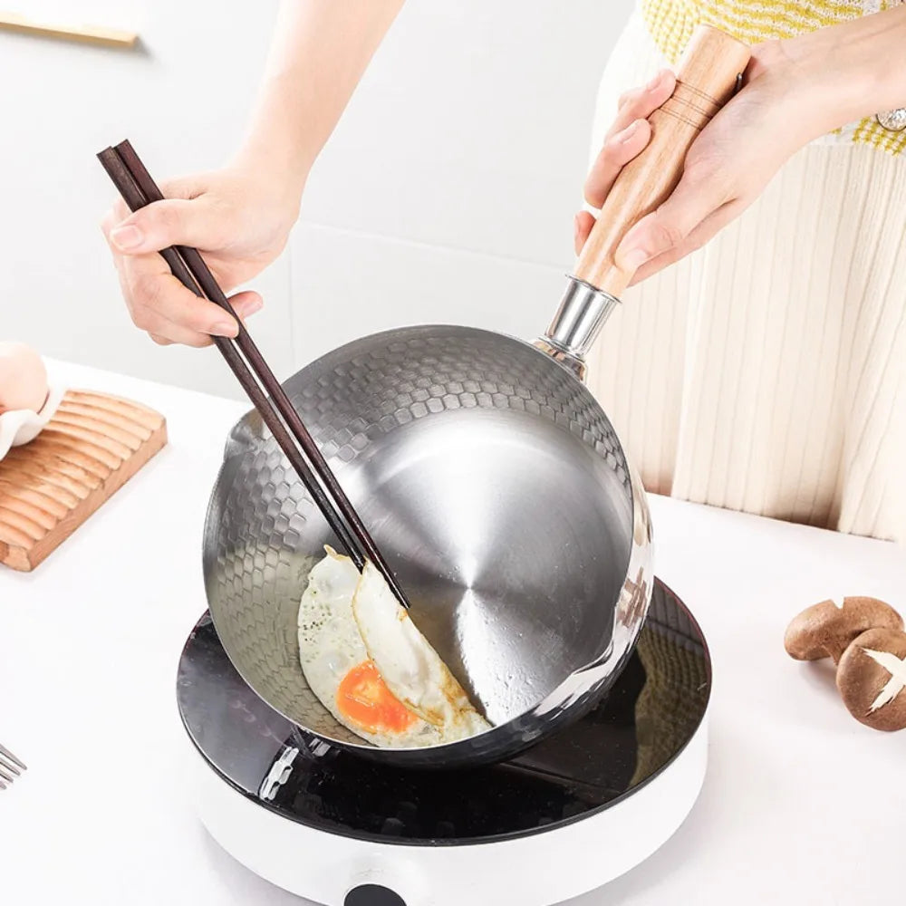 Stainless Steel Yukihira Pan Yukihira Saucepan with Lid Yukihira Pot with Hook Japanese Milk Pot Sauce Pot Cooking Pot