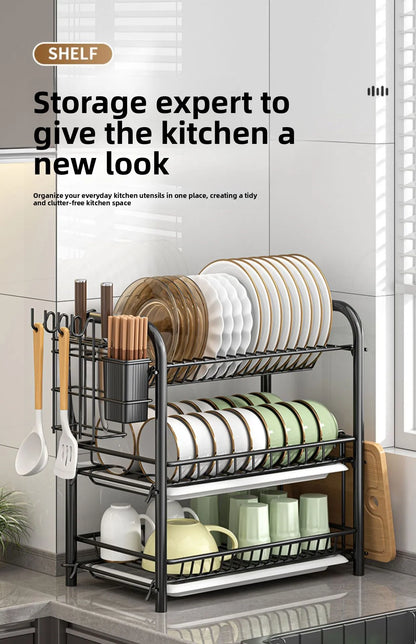 Dish Storage Rack Kitchen Shelf Dish Drain Rack Bowl Rack Cupboard Chopsticks Storage Box