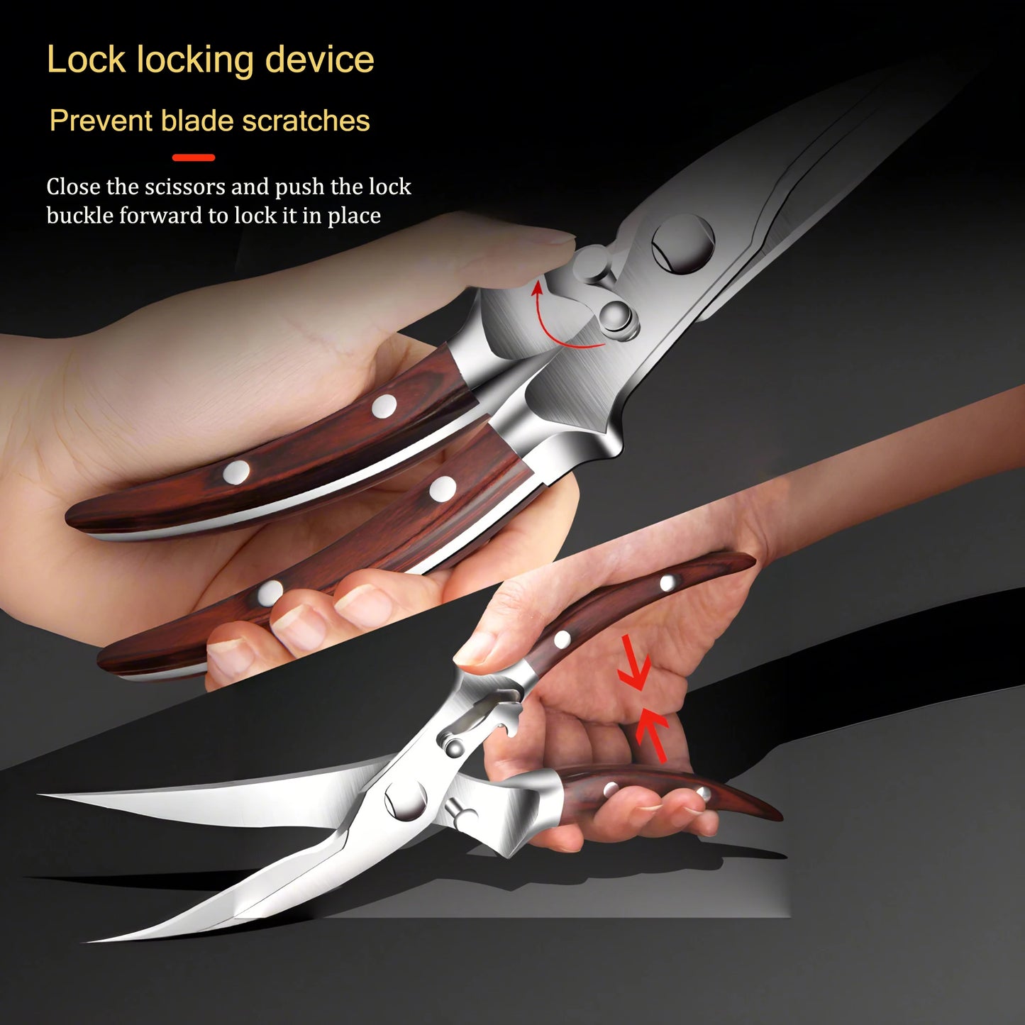 1PC，Multi-Functional Kitchen Scissors Chicken Bone Scissors Non-Slip Handle Chicken Wings Fish BBQ Scissors Kitchen Stuff