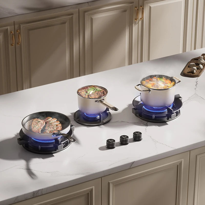 Premium Built-in Gas Cooktop 3-Burner 5.2KW Copper Flame Failure Protection Panel-Ready for Custom Kitchen