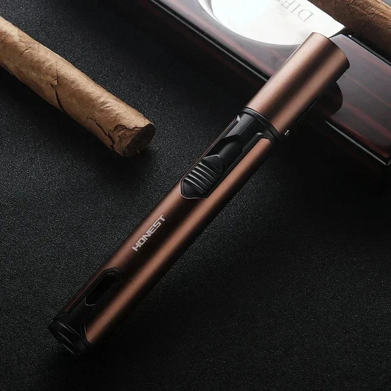 HONEST Metal Windproof Inflatable Lighter Pen Torch Jet Flame Butane Lighter Kitchen Barbecue Candle Camping Men's Small Tool