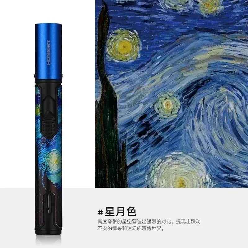 HONEST Metal Windproof Inflatable Lighter Pen Torch Jet Flame Butane Lighter Kitchen Barbecue Candle Camping Men's Small Tool