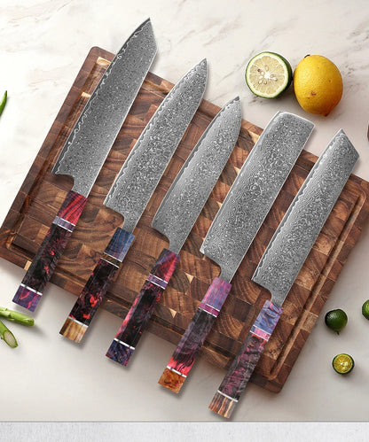 1-5 PCS Kitchen Knife set Damascus Steel Japanese chef Knife Santoku Knife Nakiri Knife kiritsuke knife Stable wood Handle