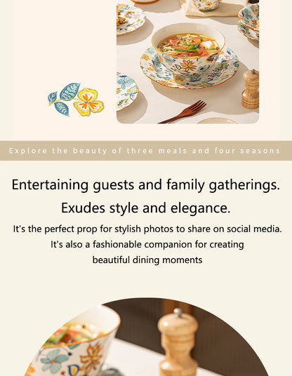 Dishes set modern dinner dish set ceramic luxury serving table set chinese travel kit noble modern classic bowl set