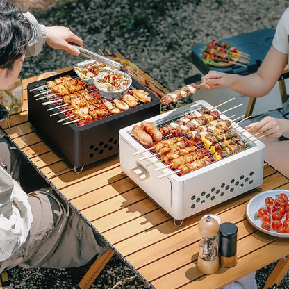 WESTTUNE Outdoor Charcoal Barbecue Grill Non-stick Barbecue Rack Heating Brazier Portable Household Grill Stove for Camping BBQ