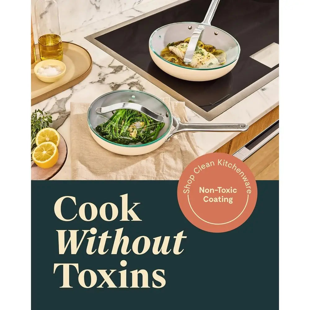 Non-Toxic 2.7 Qt Nonstick Frying Pan with Glass Lid, Oven Safe, Suitable for All Stovetops