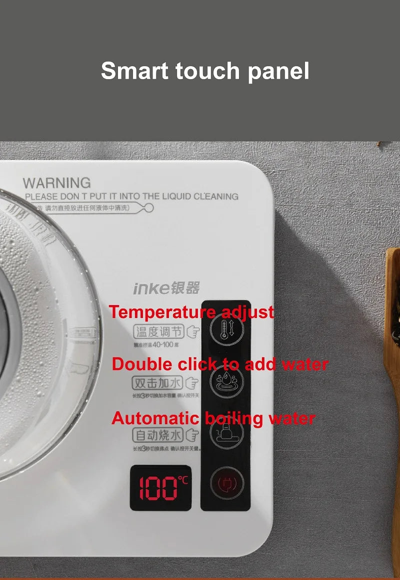 1350W Smart Bottom Out Water Electric Kettle 1000ml Home Temperature Control Glass Tea Brewing Machine Automatic Keep Warm 220V