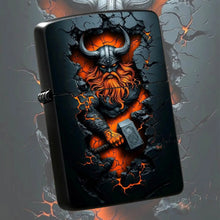 Creative Wall-Breaking Viking Themed Lighter, Cool Orange Glowing Crack Texture, Exquisite Mjolnir Design, Stylish Portable Accessory, Perfect For Daily Use, Outdoor Camping, Gatherings, Gifting, Unique High-Quality Present F