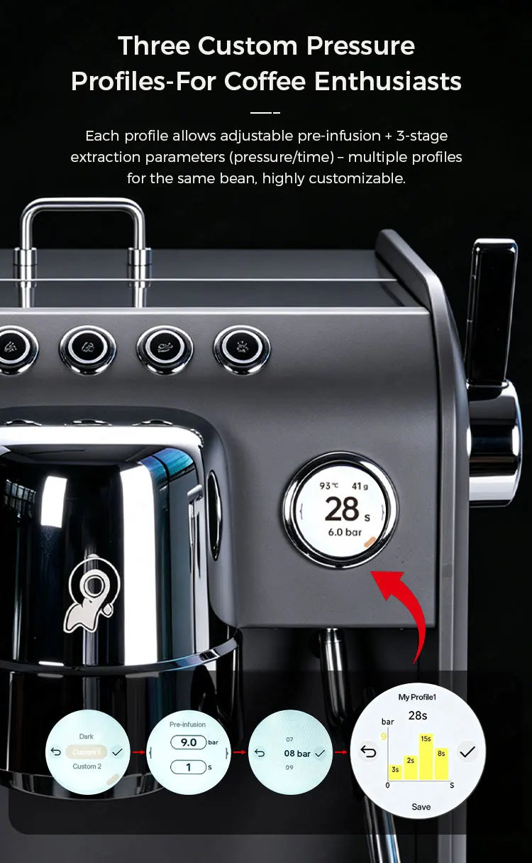 CAFOVO G3148E Commercial Espresso Machine Dual Boiler Rotary Pump TFT Pressure Profiling 9Bar PID Coffee Machine Café Barista
