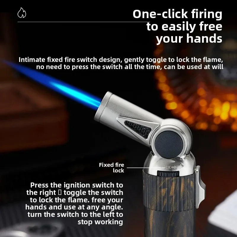 JOBON Folding High Power Spray Gun Windproof Jet Blue Flame Butane Gas Torch Lighter Safety Lock Switch Portable Cigar Lighters