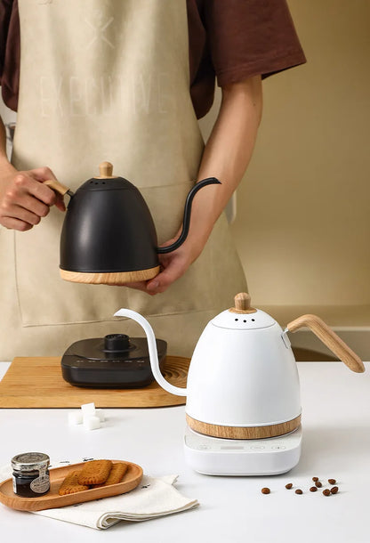800ml Gooseneck Electric Kettle Hand Brew Coffee Pot Teapot 304 Stainless Steel Water Jug Slender Mouth Hand Brewing Pot 1000W
