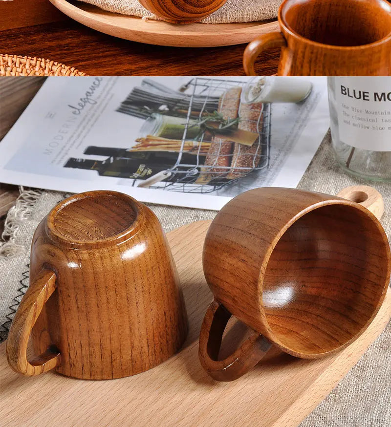 Wooden Cups Handmade Jujube Wood Handle Cups Handle Beer Coffee Milk Tea Mug Handmade Natural Kitchen Bar Drinkware Cup