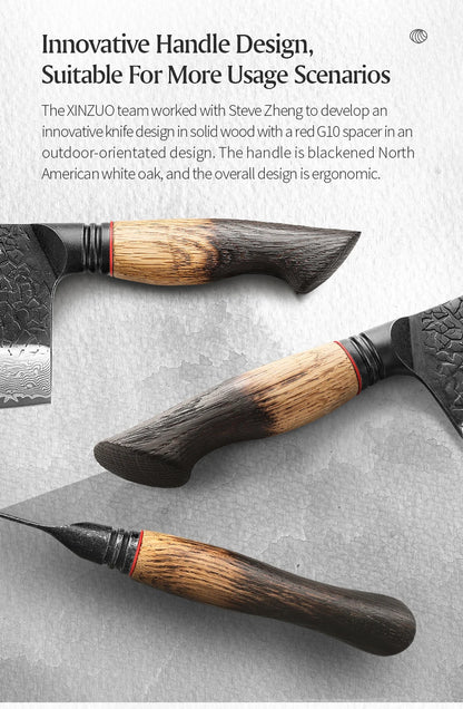 XINZUO Eight-piece Kitchen Knife Set 67 Layers Damascus Super Steel Hardness 60±2HRC Ideal For Home Kitchen Vegetable Prep