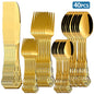 20-40pcs Black/Gold/Silver Dinnerware Set including Knife/Fork/Spoon for Home Restaurant Wedding Party Use
