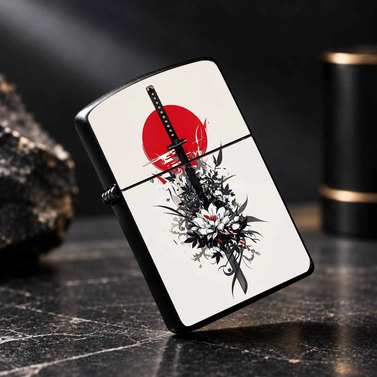 Japanese Style Samurai Sword Themed Lighter, Exquisite Ukiyo-E Art Pattern Design, Portable Stylish Ignition Tool, Perfect For Daily Use Outdoor Activities Gifting Collection, Fits All Scenarios With Unique Aesthetic De A Hum