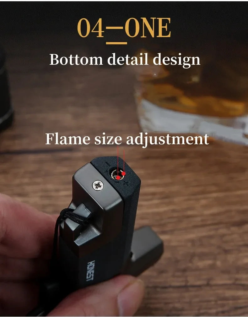 New Metal Cigar Lighter Windproof Flame Turbo Lighter Welding Torch Butane Gas Cigar Lighters Gift Spray Gun Kitchen Outdoor BBQ
