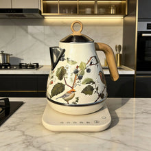 1.7L Retro Decal Electric Kettle Wood Grain Handle 304 Stainless Steel Temperature Control Teapot Home Auto Keep Warm Kettle