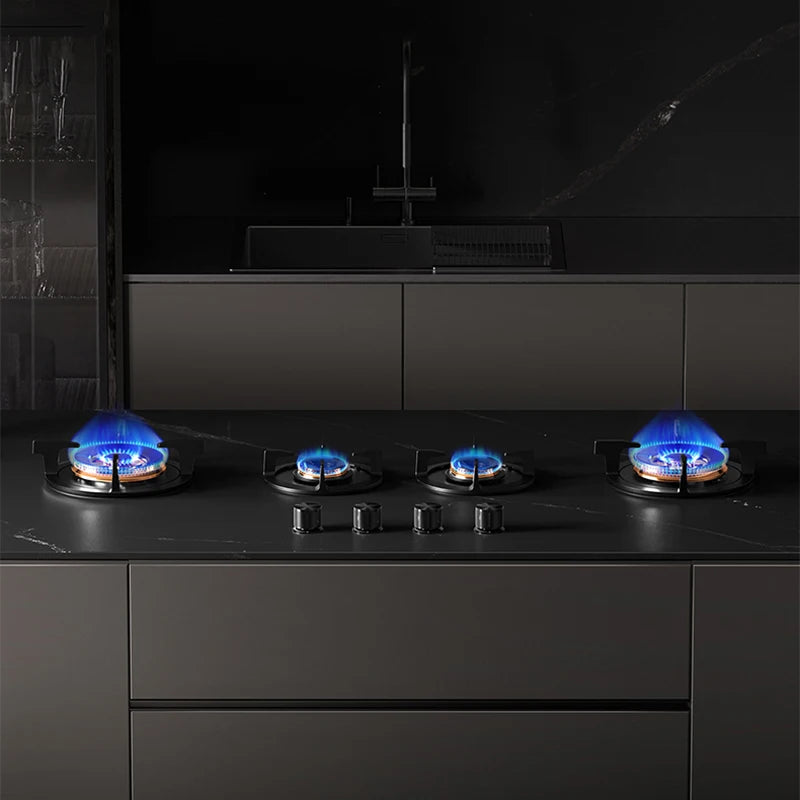 Premium Built-in  Cooktop 4-Burner 5.2KW Copper Flame Failure Protection Panel-Ready for  Kitchen