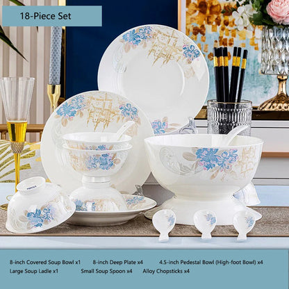 Bone china food utensils marble dinner set luxury dinnerware kitchen bowl plates dinner sets table set ceramic vintage