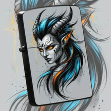 Stylish Tiefling Character Portable Igniter, Bold Cyan Orange Contrast Dark Fantasy Themed Accessory, Fits All Daily Scenarios, Ideal Unique Present For Friends And Hobbyists, Combines Decor Display And Practical Usage A Humo