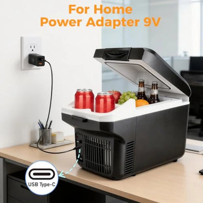 Electric Cooler with Type-C, 8 Liter/11 Cans Mini Fridge with Belt, 9V Type-C Thermoelectric Dual-use Car Refrigerator, Car Fri