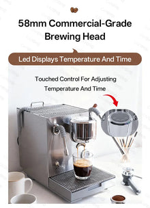 CAFOVO E120 Semi-automatic Espresso Machine ULKA Pump 9Bar OPV System 3 Boiler with OLED Display for Cafe Coffee Maker 220V