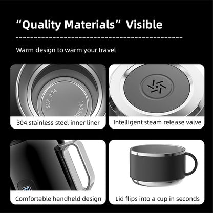 1.3L&1.5L Car Kettle 12V24V Truck Specific Heating And Insulation Integrated Intelligent 304 Stainless Steel Electric Kettle
