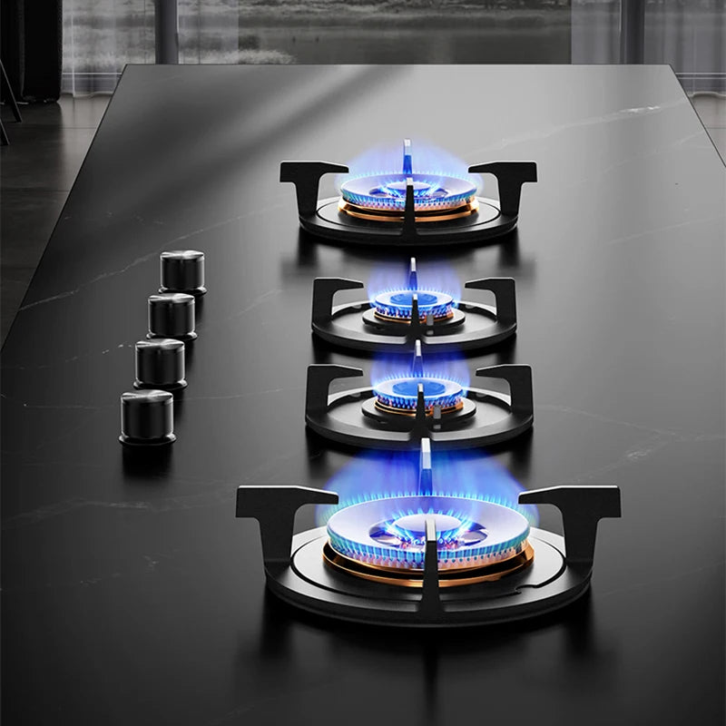 Premium Built-in NG Gas Cooktop 4-Burner 5.2KW Copper Flame Failure Protection Panel-Ready for Custom Kitchen