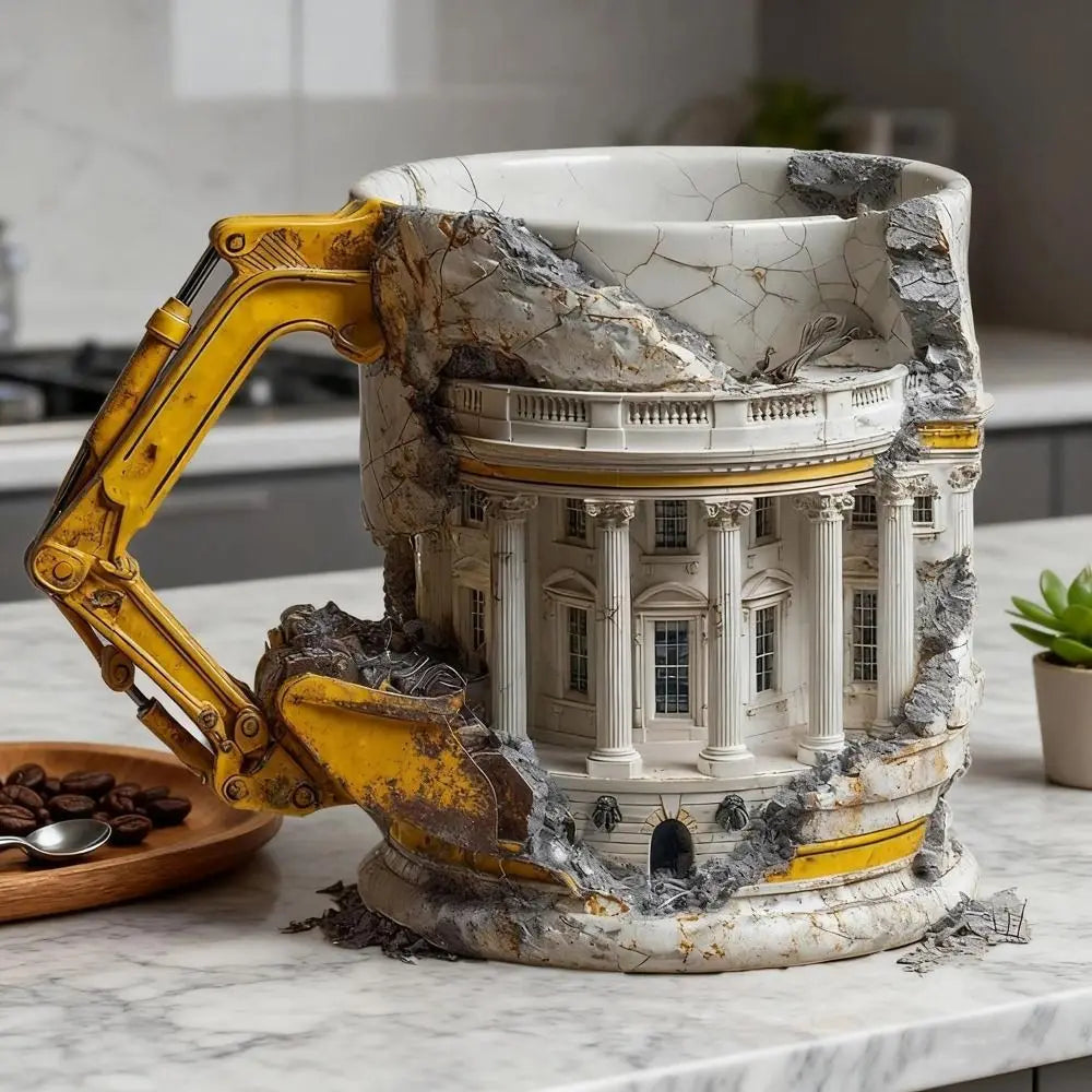 with Handle Someone Lied Demolition Mug 3D Building Print Excavator Shaped Durable Ceramic Coffee Mug