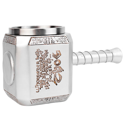 Thor Hammer Mug Norse Mythology Mjolnir 3D Coffee Cup 450ml Sculpted Stainless Steel Resin Beer Mug Tankard Birthday Gift